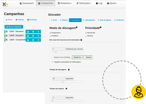 Discadores: Preditivo, Preview e Progressivo.